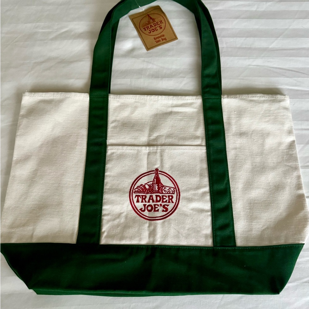 Trader Joe’s Green and White Tote Bag
